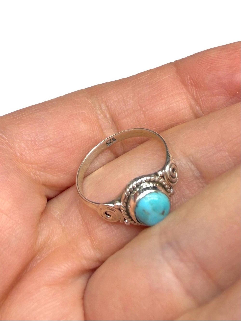 Kingman Turquoise Ring Size 6 Solid 925 Sterling Silver - Picture 6 of 6
